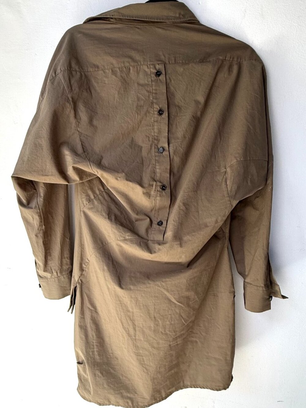 All Saints Spitalfields Kika Asymmetrical Shirt Dress in Taupe